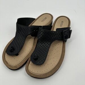 Ecco Shoes Womens Size 40‎ Sandals Slip On Comfort Thong Leather Slide Toe Post